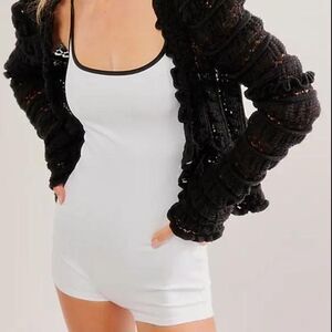 Free People NWT Basique Boyshort Onesie in black and white size M